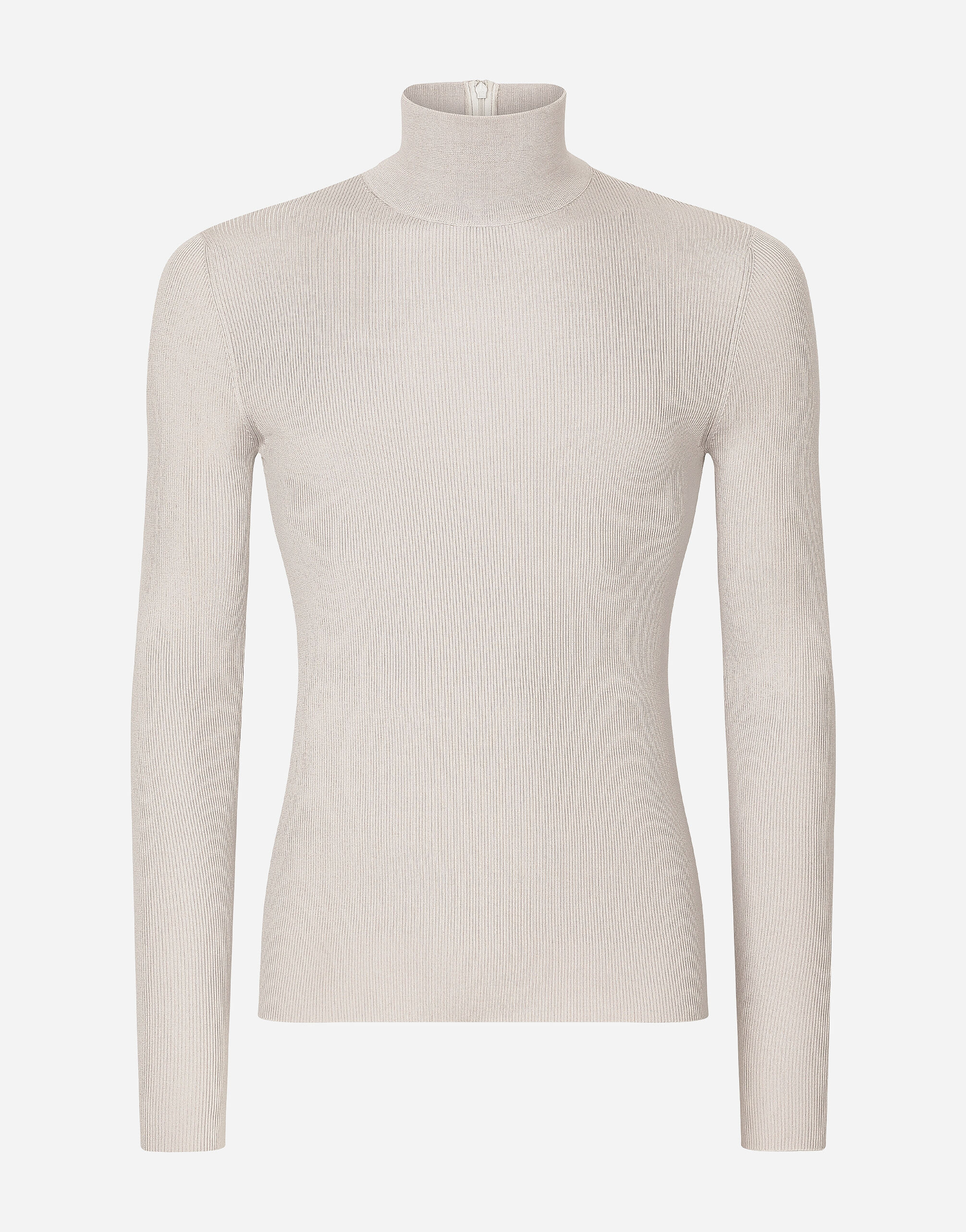 Dolce & Gabbana Ribbed silk turtle-neck sweater Grey GXX03TJBSIM