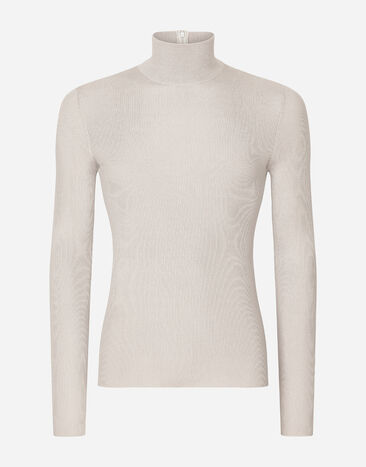 Dolce & Gabbana 터틀넥 실크 립 니트 스웨터 그레이 GXR95TJASR7