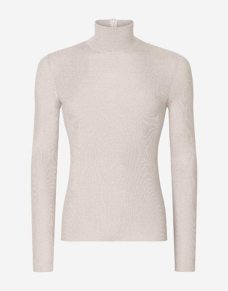 Dolce & Gabbana Ribbed silk turtle-neck sweater Grey GXR95TJASR7