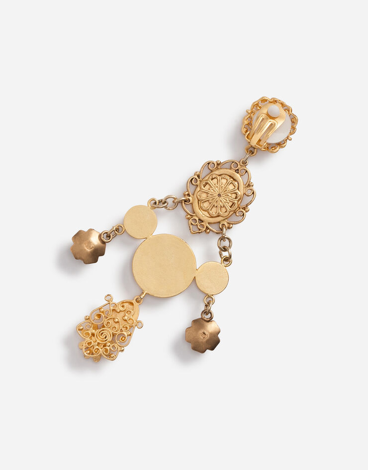 Dolce & Gabbana 蔷薇与还愿坠饰耳环 金 WEG6M2W0001