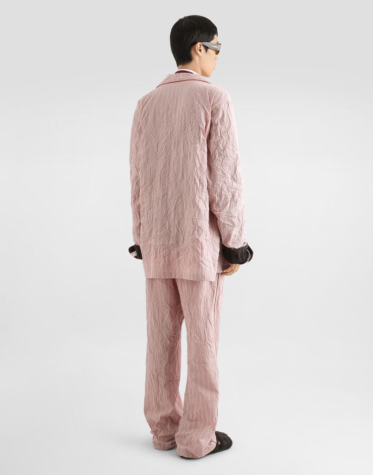 Dolce & Gabbana Crinkled striped fabric shirt-style vanity robe Multicolor G2WH1TFBMFS