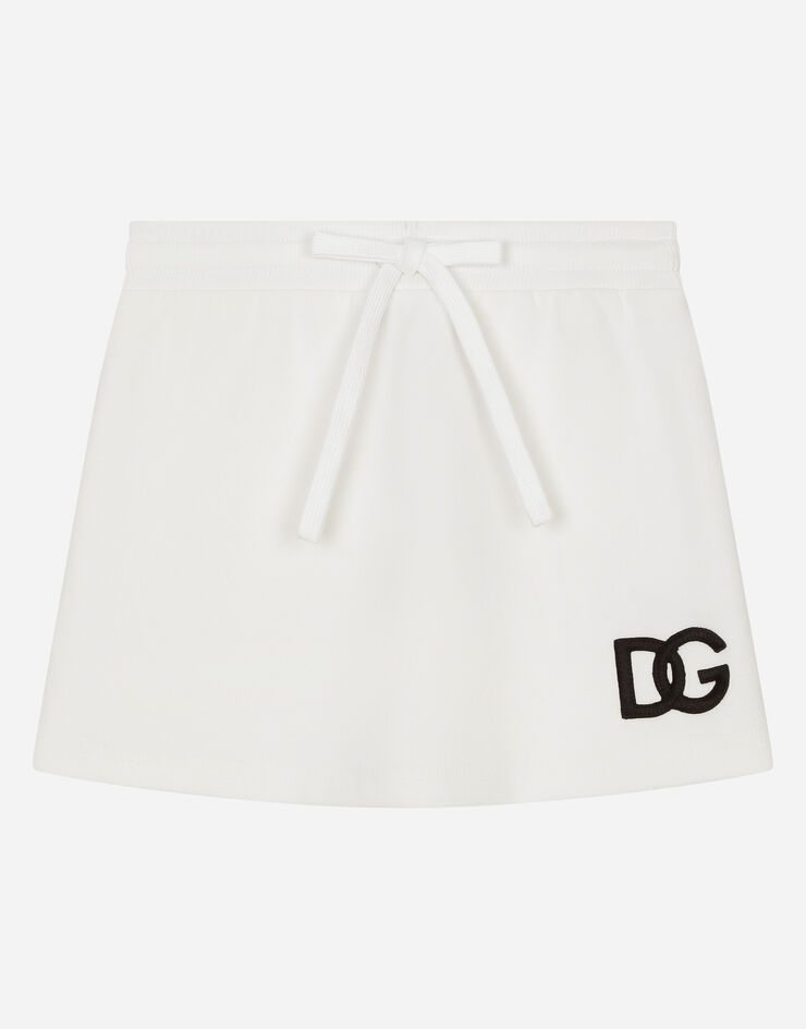 Dolce & Gabbana Short jersey skirt with DG logo embroidery White L5JI94G7I0I
