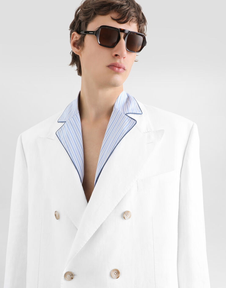 Dolce & Gabbana Double-breasted taormina linen jacket White G2NW1TGK326