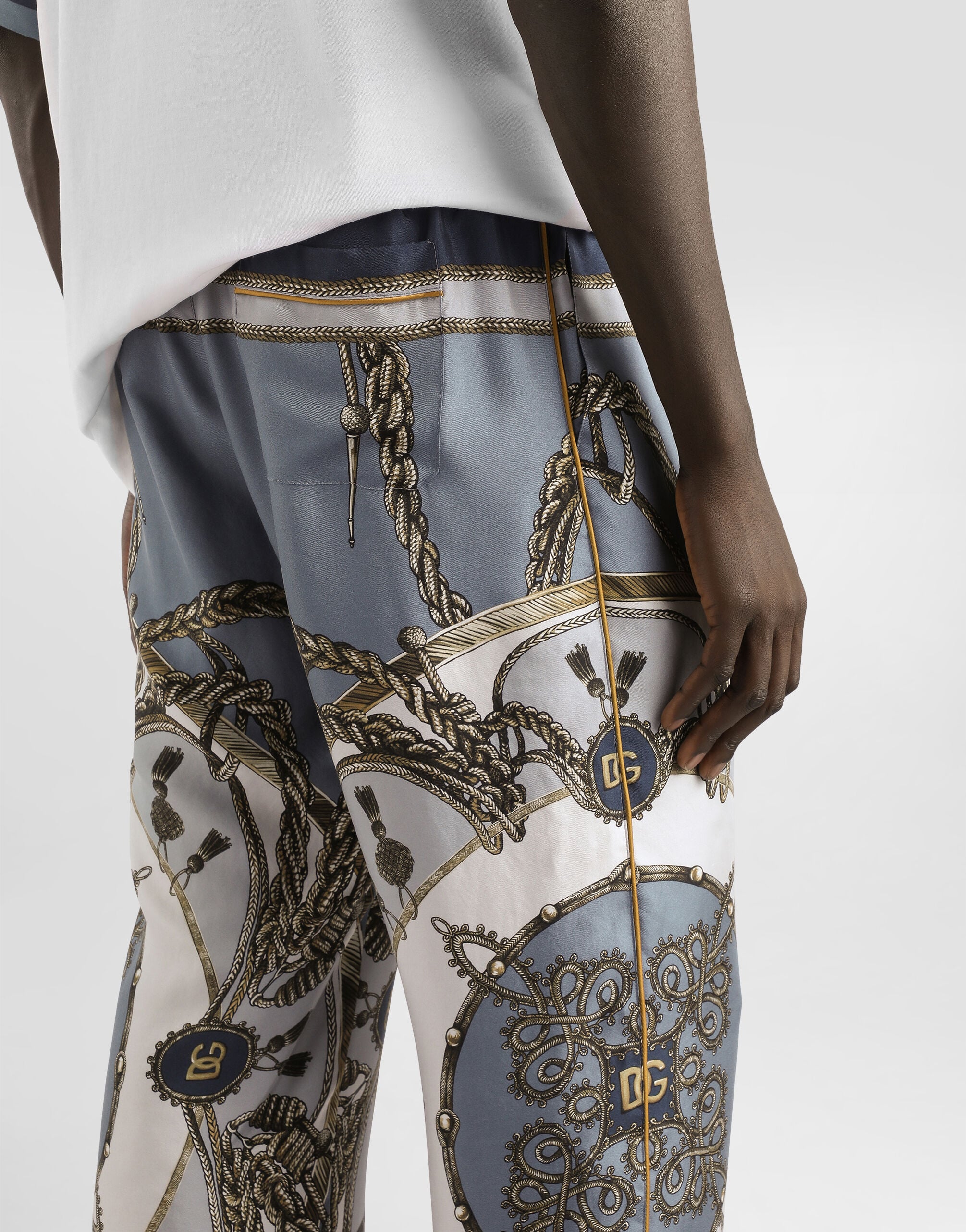 Cargo-print vanity silk twill trousers in Multicolor for Men