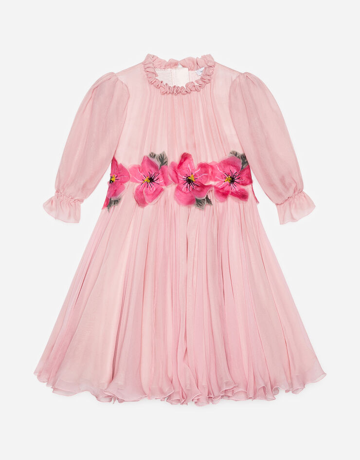 Dolce&Gabbana Chiffon dress with embroidered flowers РОЗОВЫЙ L59D75FU1AT