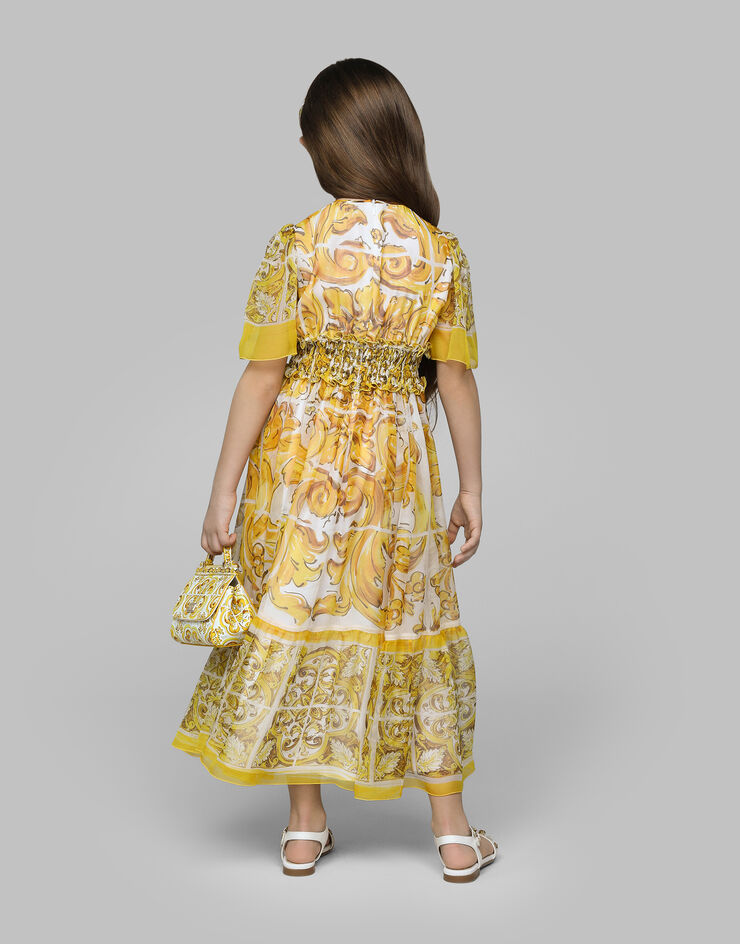 Dolce & Gabbana Chiffon dress with yellow majolica print Print L53DW5HI1UF