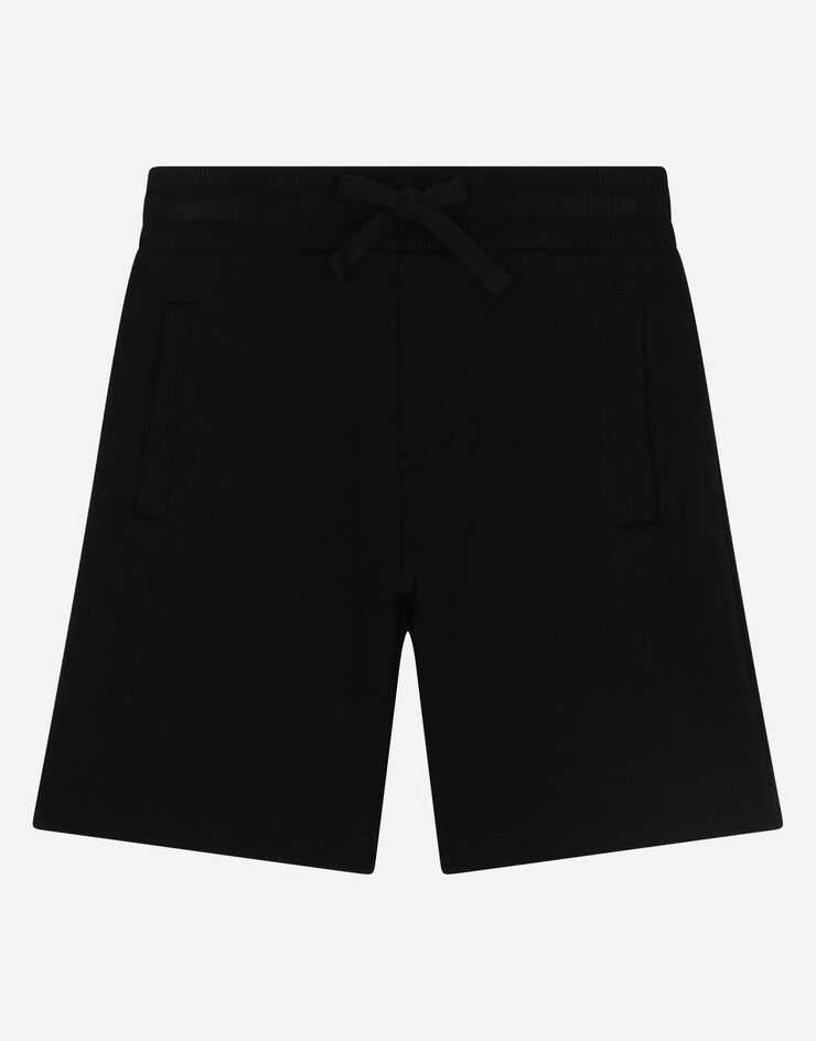 Dolce & Gabbana Jersey jogging shorts with logo tag Black L4JQD4G7I2P