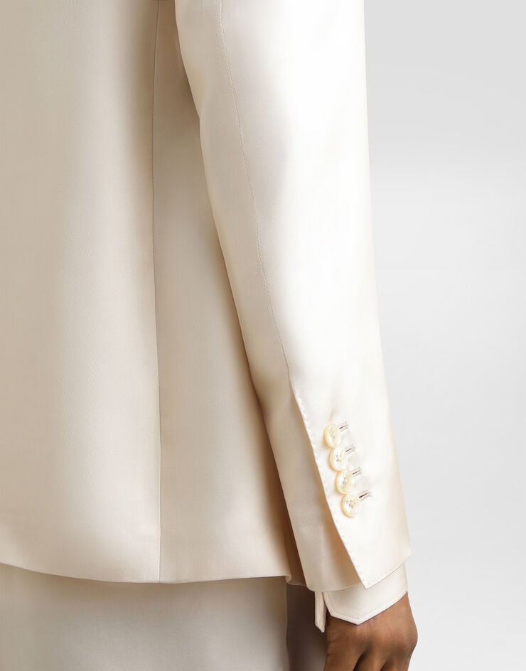 Dolce & Gabbana Sicilia light single-breasted silk twill jacket Beige G2UQ8TFU10S