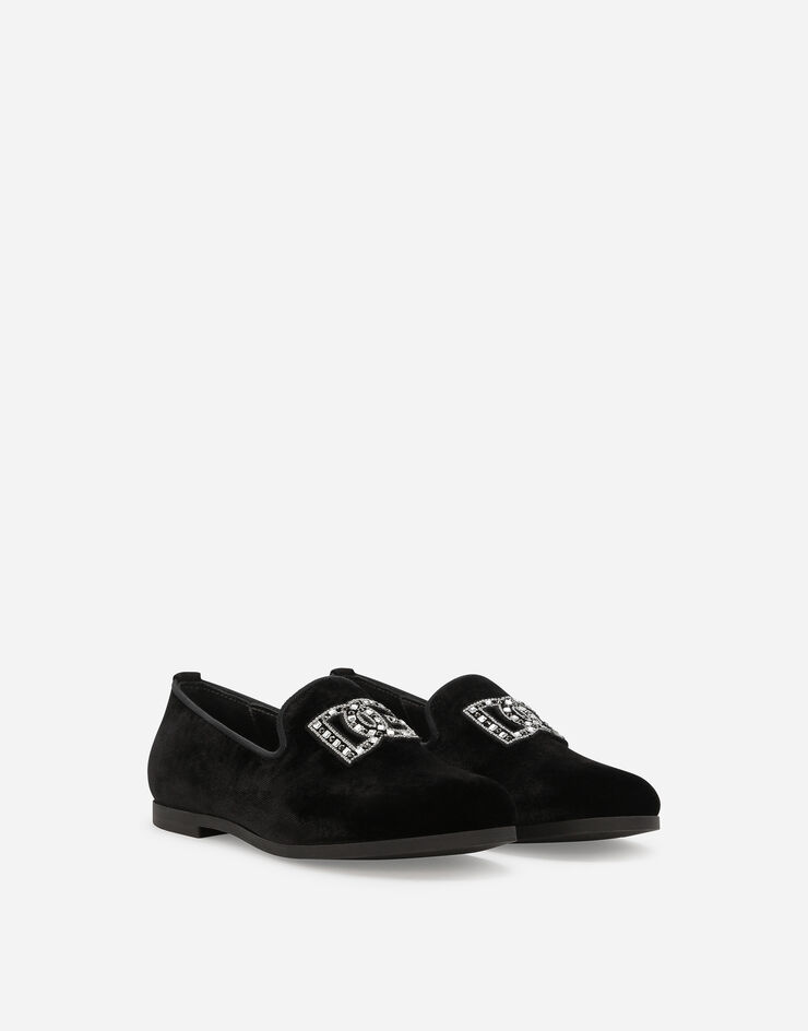 Dolce & Gabbana Slipper aus Samt Schwarz DA0297AA970