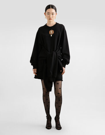 Dolce & Gabbana Cotton hooded sweatshirt Black F9S81ZHU7DU