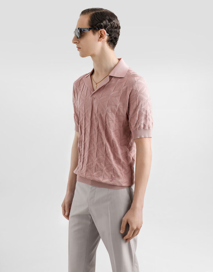 Dolce & Gabbana Polo en soie avec logo brodé Rose GXZ56ZJBSLG
