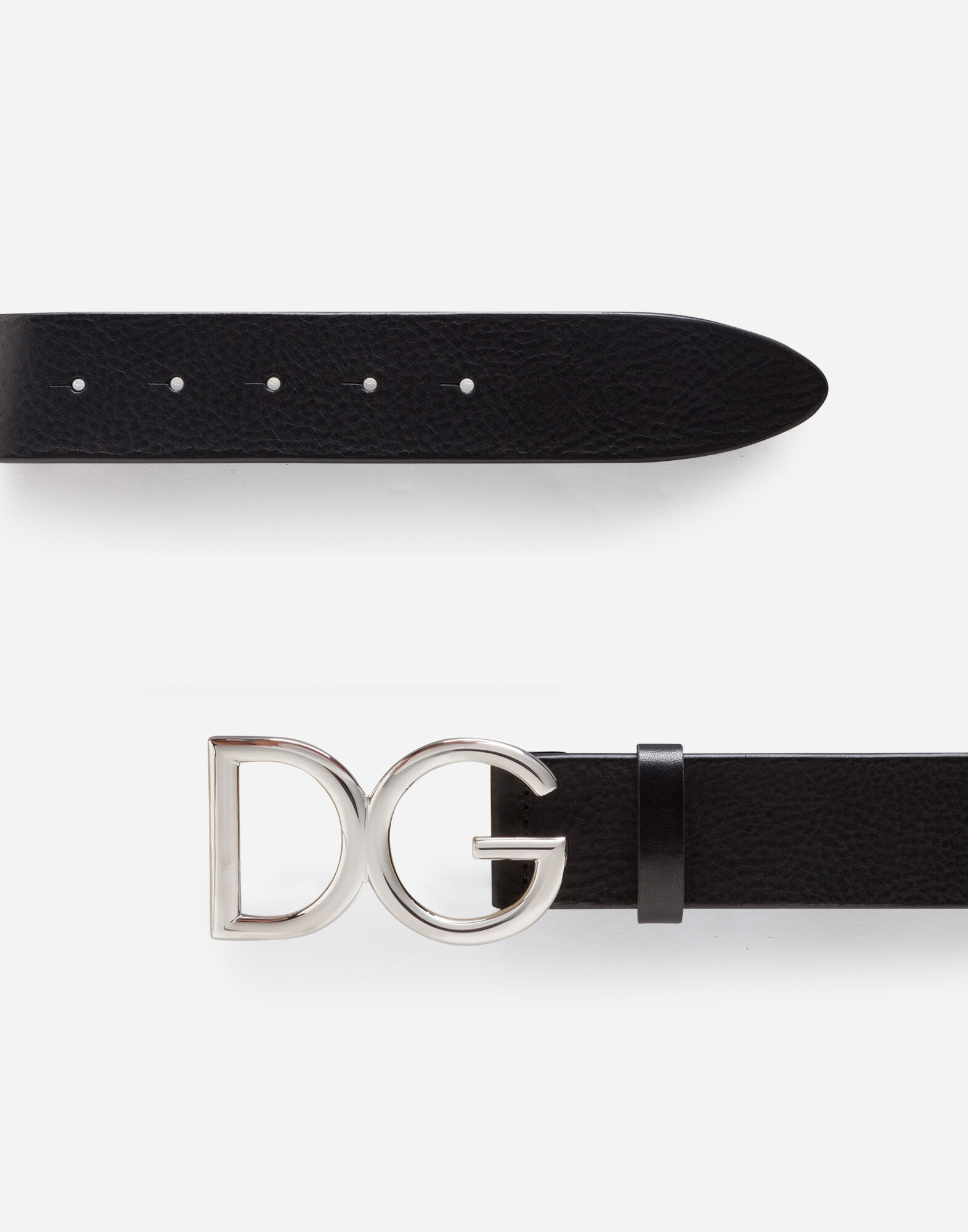 Tumbled leather belt with DG logo in BLACK for for Men