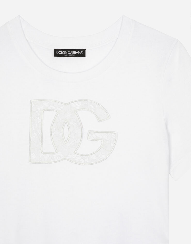 Dolce & Gabbana Jersey T-shirt with DG logo patch White F8M68ZGDB9O