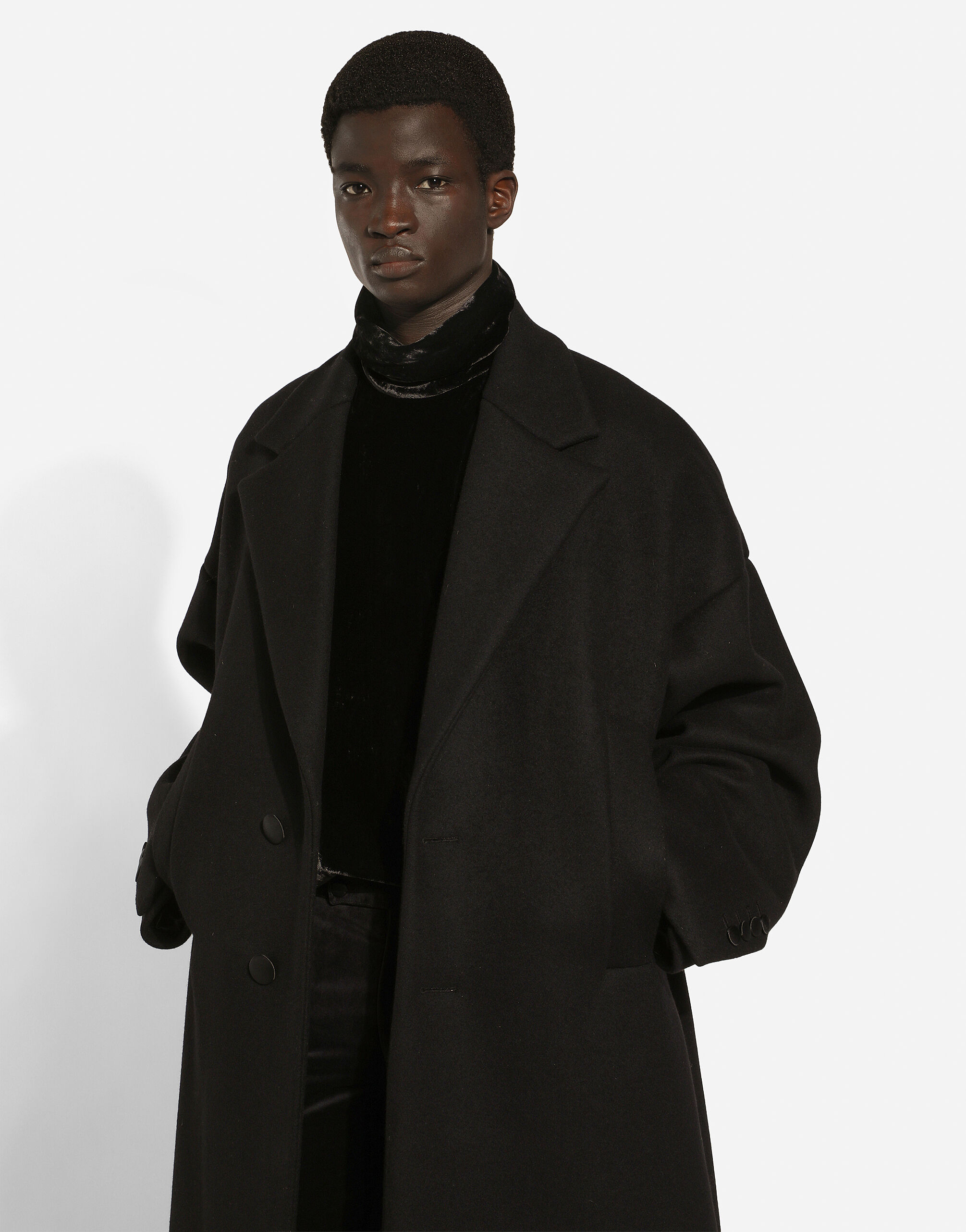 ブラックのメンズ ウール オーバーサイズ シングルブレスト コート | Dolce&Gabbana®
