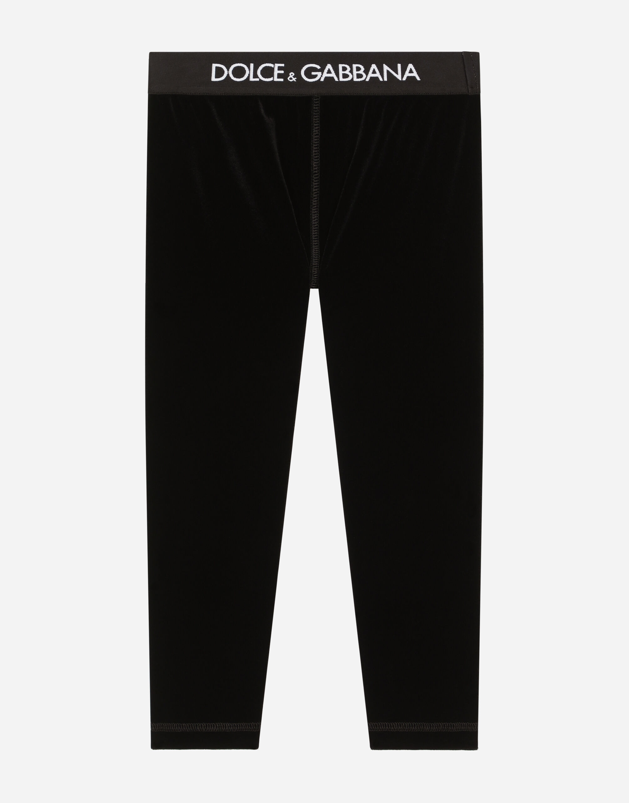 Velvet leggings with branded elastic in Black for Dolce Gabbana US