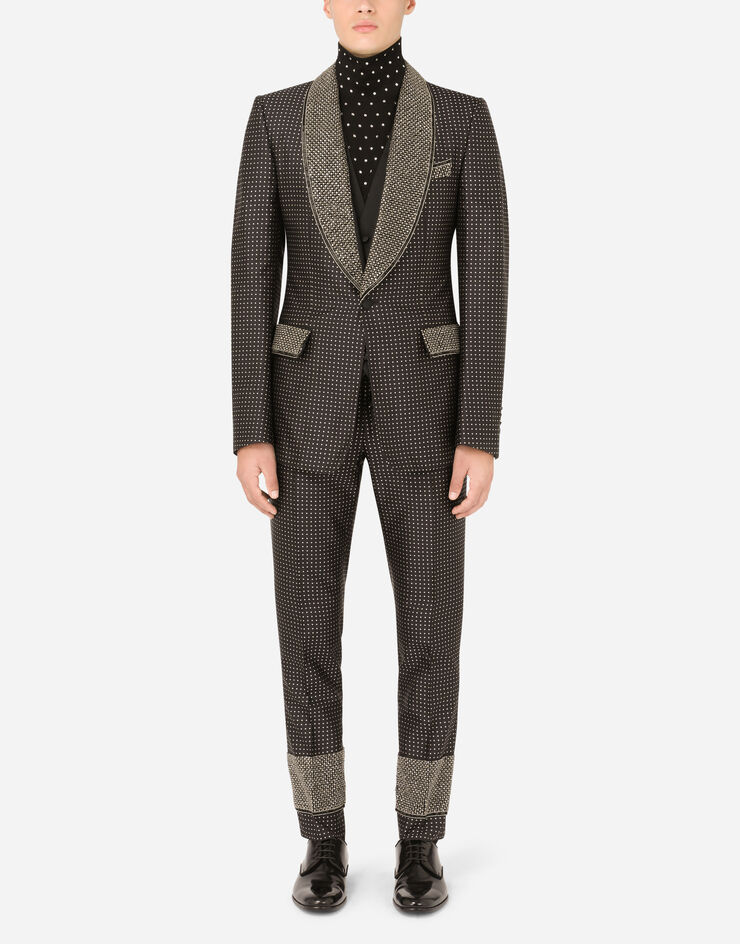 Dolce & Gabbana Three-piece jacquard Casinò-fit suit with rhinestones Multicolor GK9TMZFJ1HJ