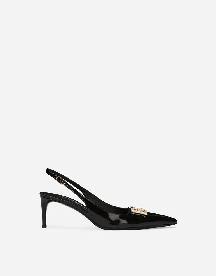 Polished calfskin slingbacks in Black | Dolce&Gabbana®