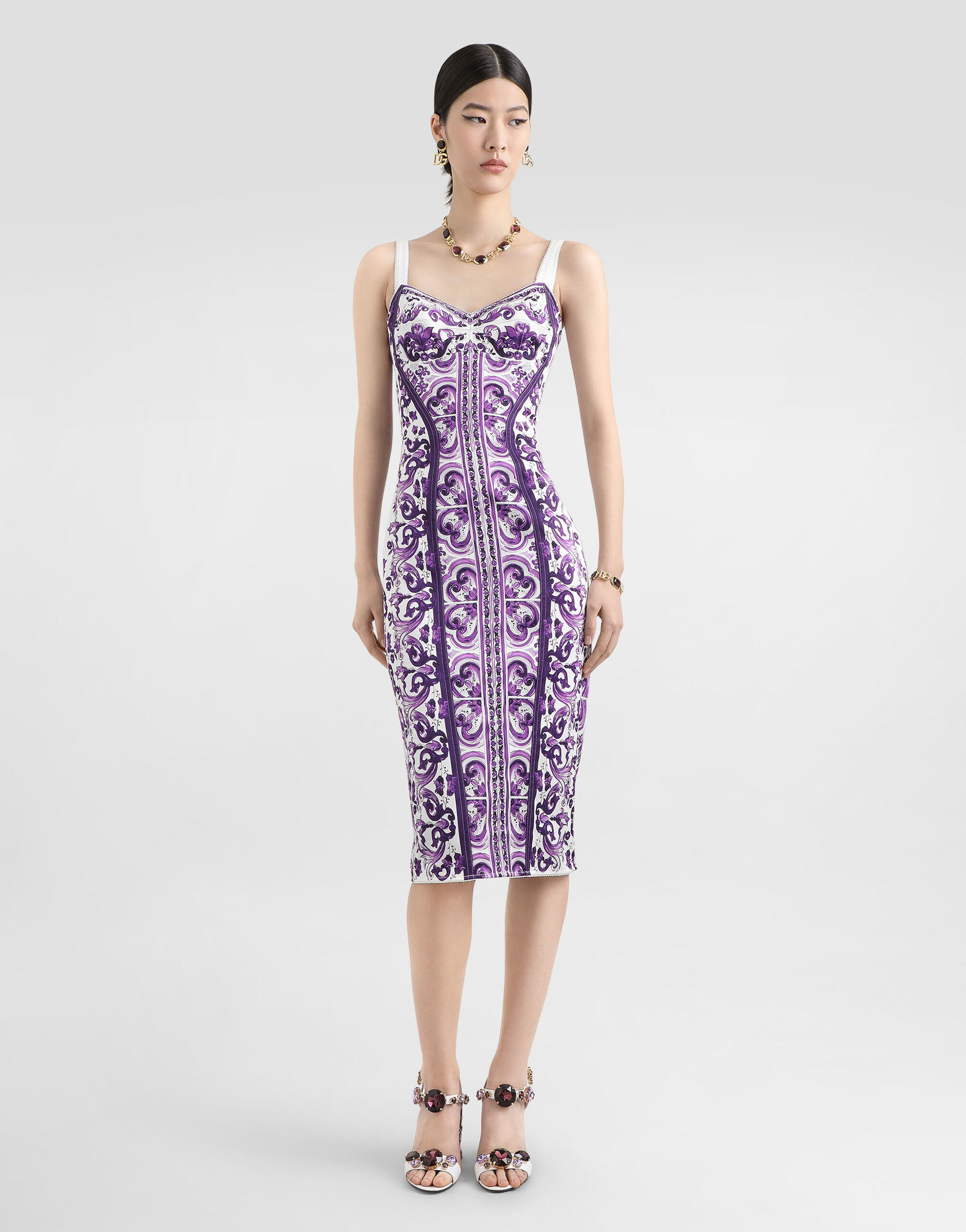Multicolorのウィメンズ Majolica-print dress | Dolce&Gabbana®