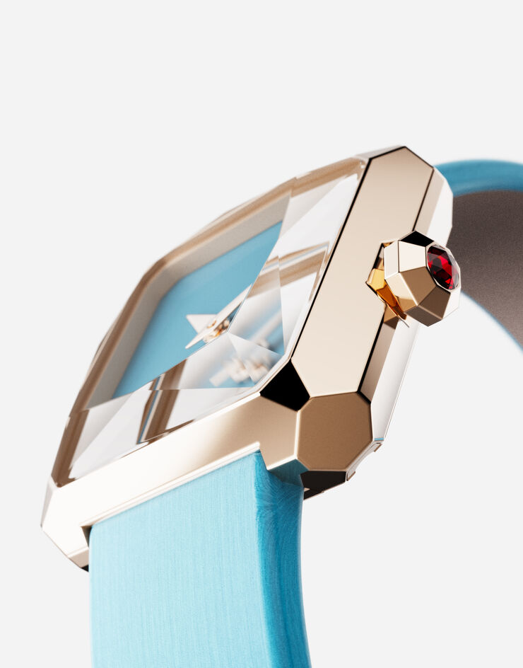 Dolce & Gabbana Gold watch with silk strap Light Blue WWFC2GXCKCT