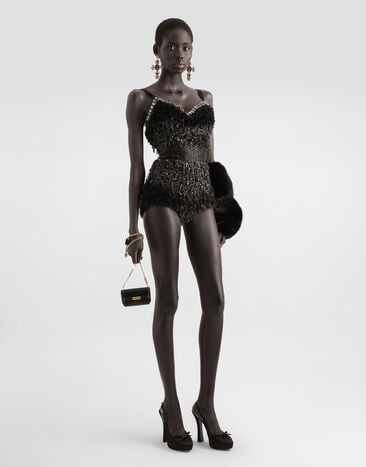Dolce & Gabbana Sequined and micro-beaded bodysuit Multicolor F78JEZGDC0I