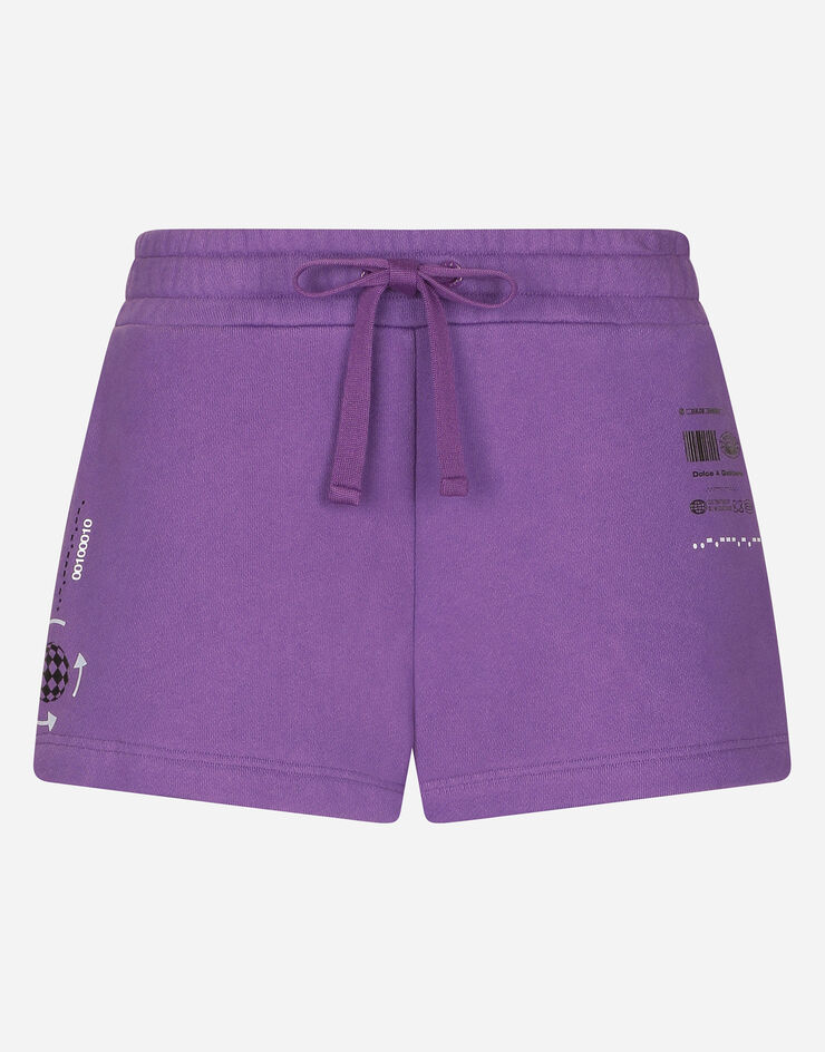 Dolce & Gabbana Shorts aus Baumwolljersey mit Print DGVIB3:<br>• Violett<br>• Normaler Bund mit Gummi- und Tunnelzug<br>• Seitentaschen<br>• Innenbeinlänge 5 cm bei Größe 40 IT<br>• Beinsaum 34 cm bei Größe 40 IT<br>• Das Model ist 175 cm groß und trägt Größe 40 IT<br>• Made in Italy DGVIB3 Violett FT003TG7K6Y