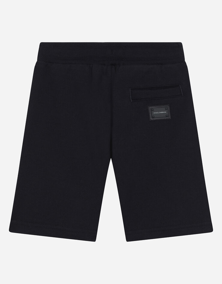 Dolce & Gabbana Jersey jogging shorts with logo plate Blue L4JQD4G7VGL