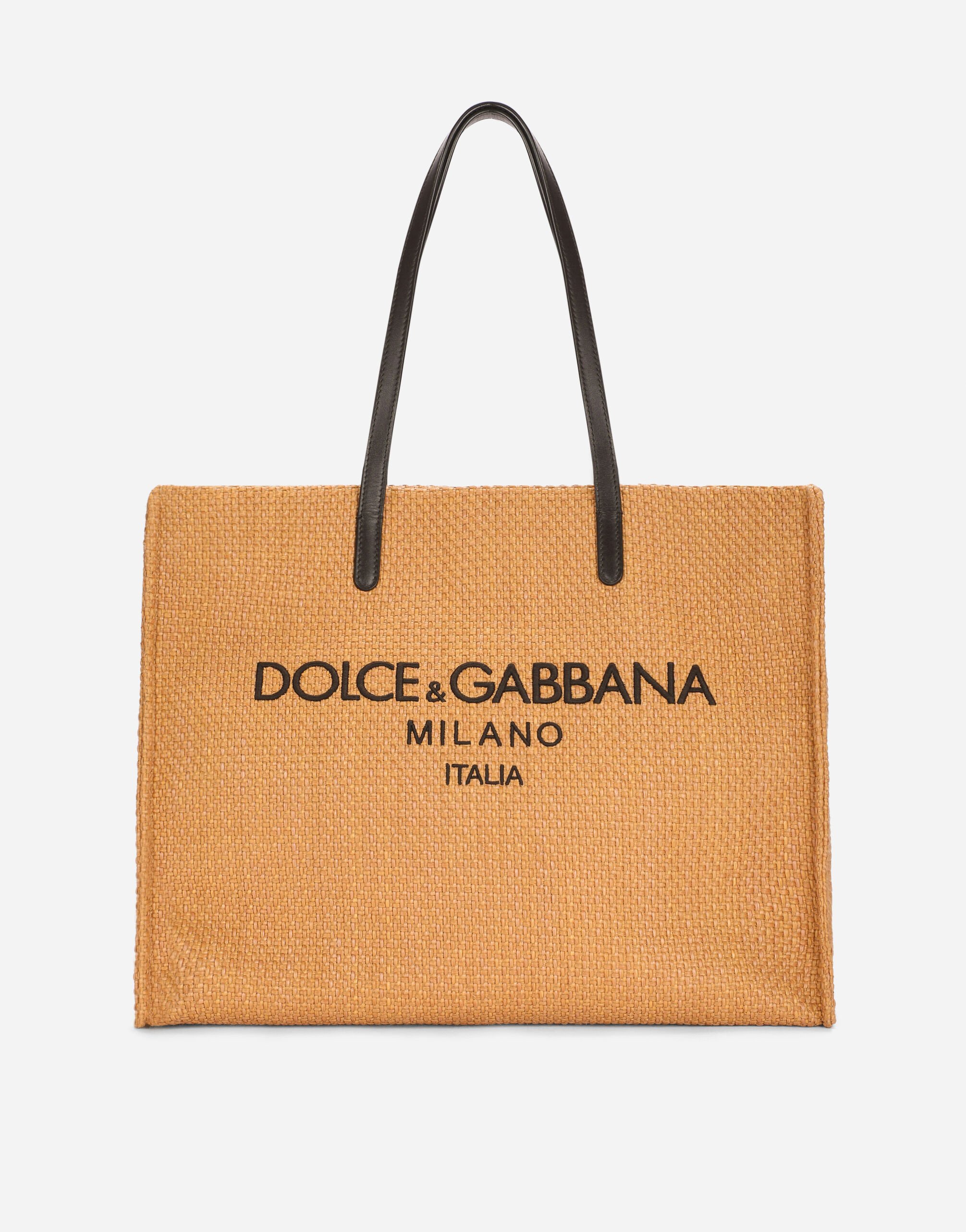 Dolce & Gabbana Branded raffia shopper Blue G5JH9THI1QE