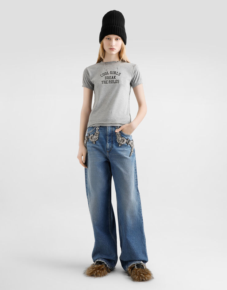 Dolce & Gabbana Jersey t-shirt with print Multicolor F8V89TGDDGH