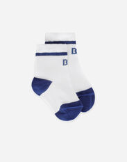 DolceGabbanaSpa Stretch knit socks with jacquard DG logo Multicolor L1JO6HG7KQ7