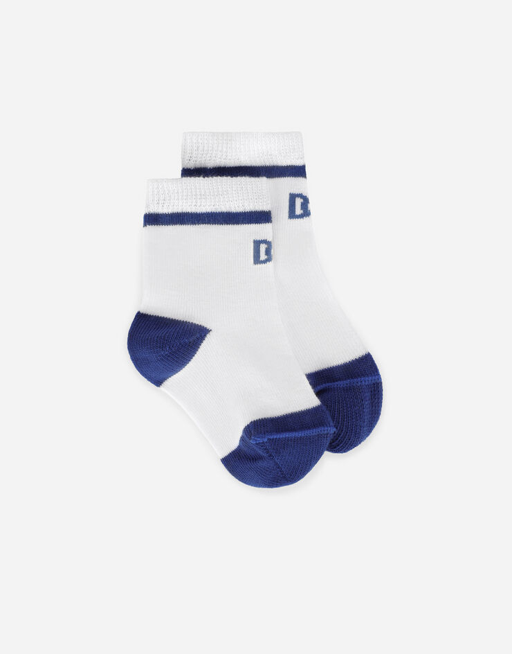 Dolce & Gabbana Stretch knit socks with jacquard DG logo Multicolor LNKA80JACU1