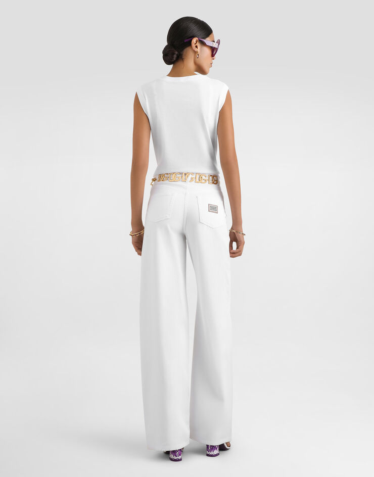 Dolce & Gabbana Camiseta sin mangas con estampado de mayólica White F8V61ZGDC6U