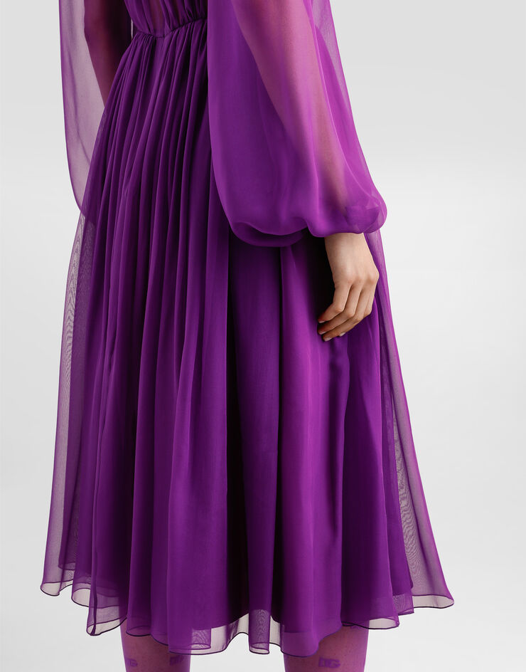 Dolce & Gabbana クロス パターン シフォン ドレス Purple F6CNUTFU1AT