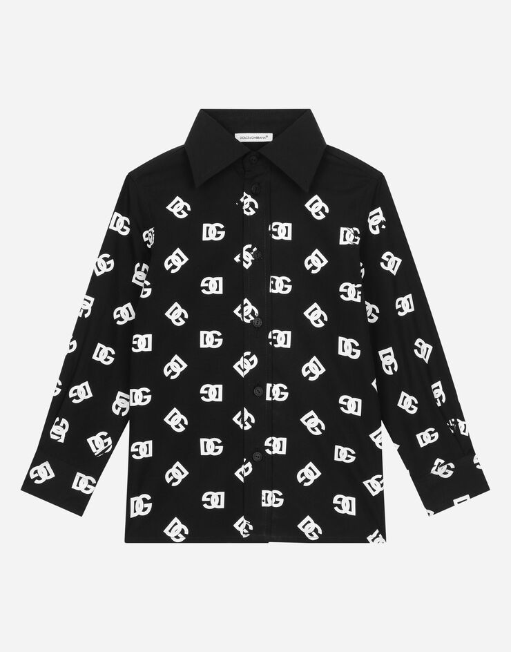 Dolce & Gabbana Poplin shirt with DG logo print Black L43S63G7E6A