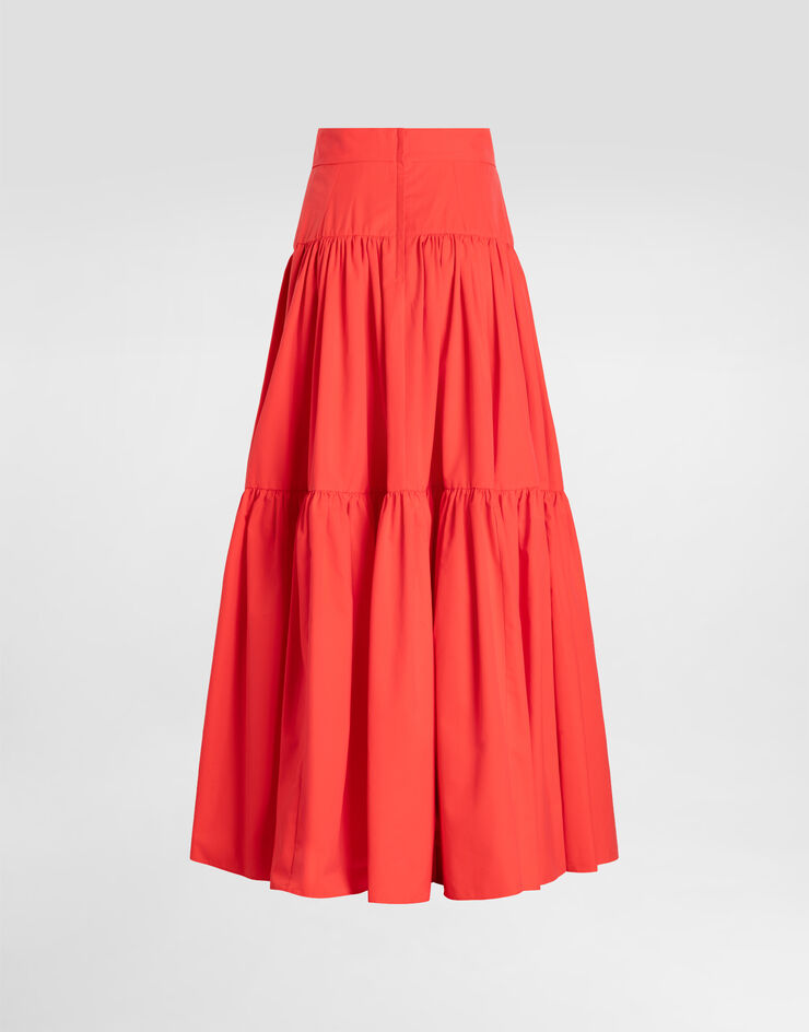 Dolce & Gabbana تنورة طويلة من بوبلين قطن Dolce & Gabbana تنورة طويلة من بوبلين قطن Orange F4CELTFU62Q