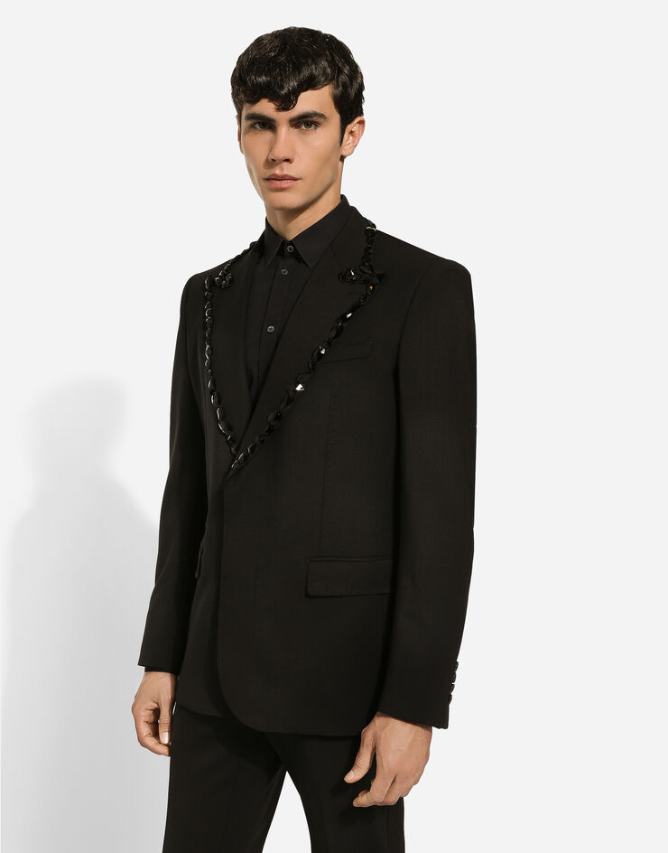 Dolce & Gabbana Sicilia single-breasted tuxedo jacket with rhinestones Schwarz G2RQ2ZFUBE7