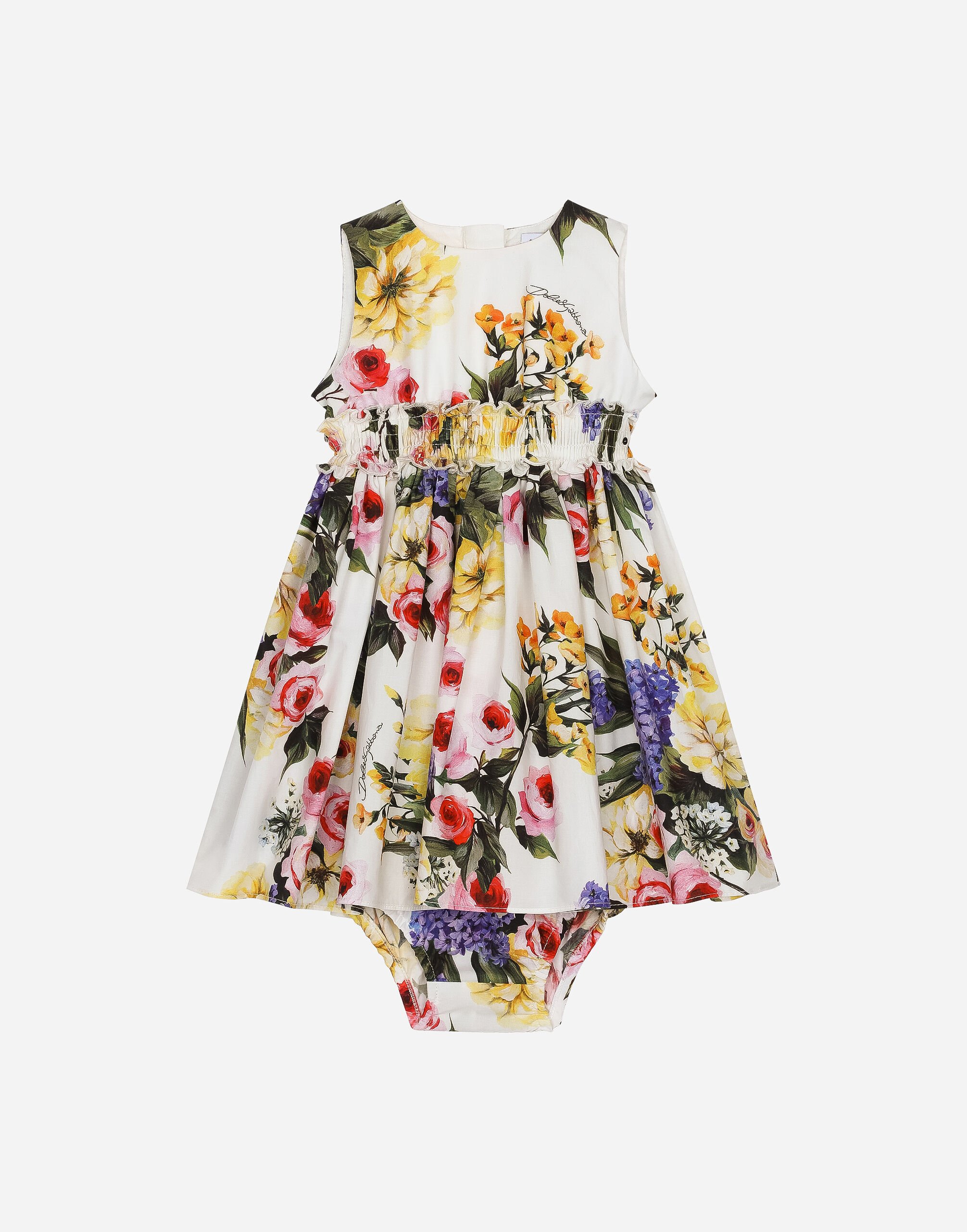 Dolce & Gabbana Poplin dress with bloomers and garden print Imprima L23DI5HS5Q9