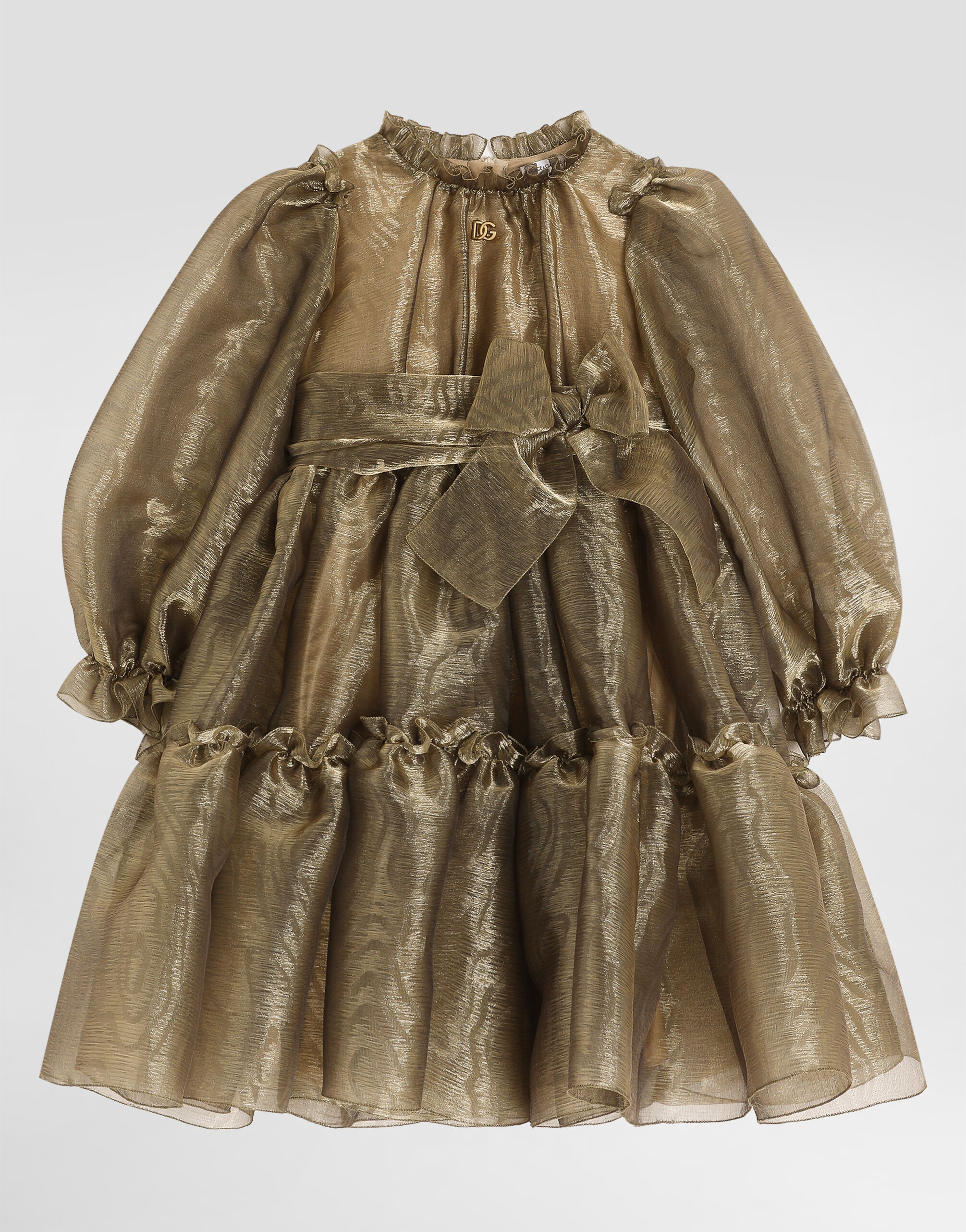 Moire jacquard dress in Gold for Girls Dolce Gabbana