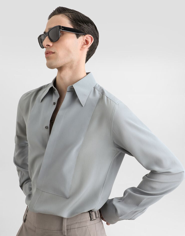 Dolce & Gabbana Crêpe de chine gold shirt Dolce & Gabbana Crêpe de chine gold shirt G5PD7TFU1U7