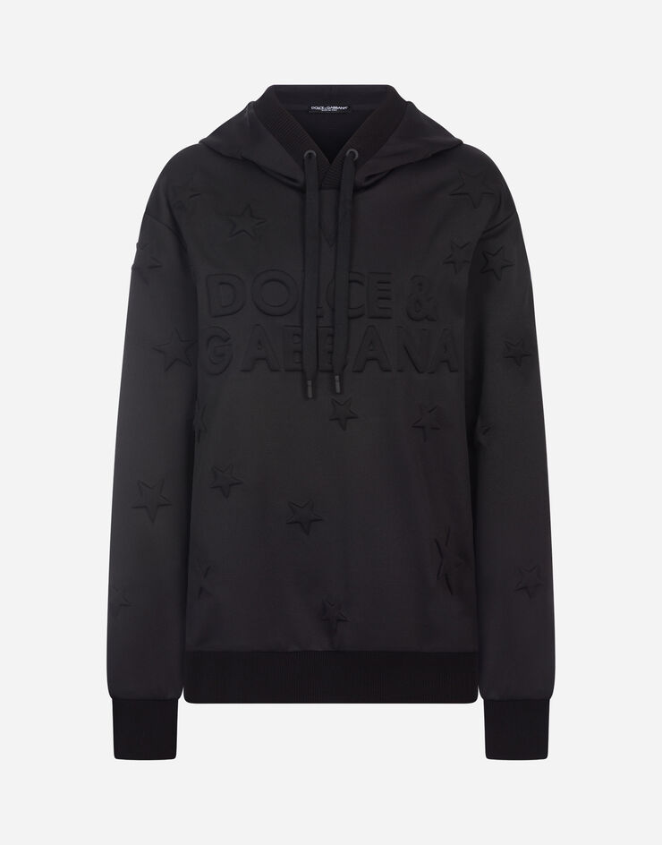 Dolce & Gabbana MILLENNIALS STAR SCUBA FABRIC HOODIE BLACK F9G80THUMD6