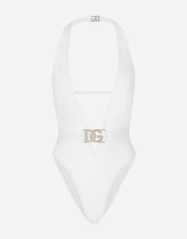 Dolce & Gabbana Bañador escotado con cinturón Imprima O9A13JONO19