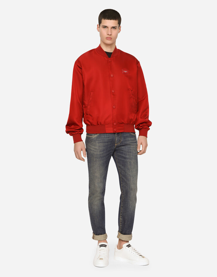Dolce & Gabbana Nylon jacket with branded plate Red G9VD2TFUMNQ