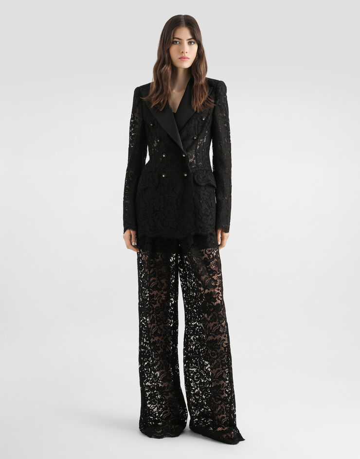 Dolce & Gabbana Double-breasted jacket in cordonetto lace Black F29TRTHLMTB