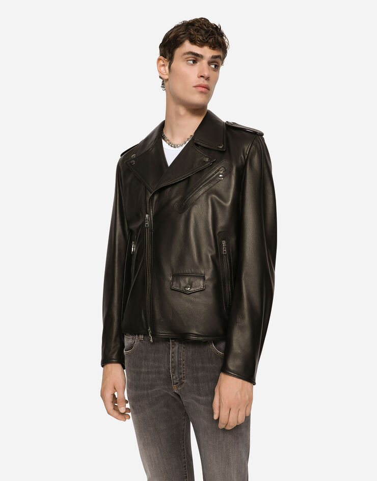 Dolce & Gabbana Leather biker jacket Black G9UB1LGEU47