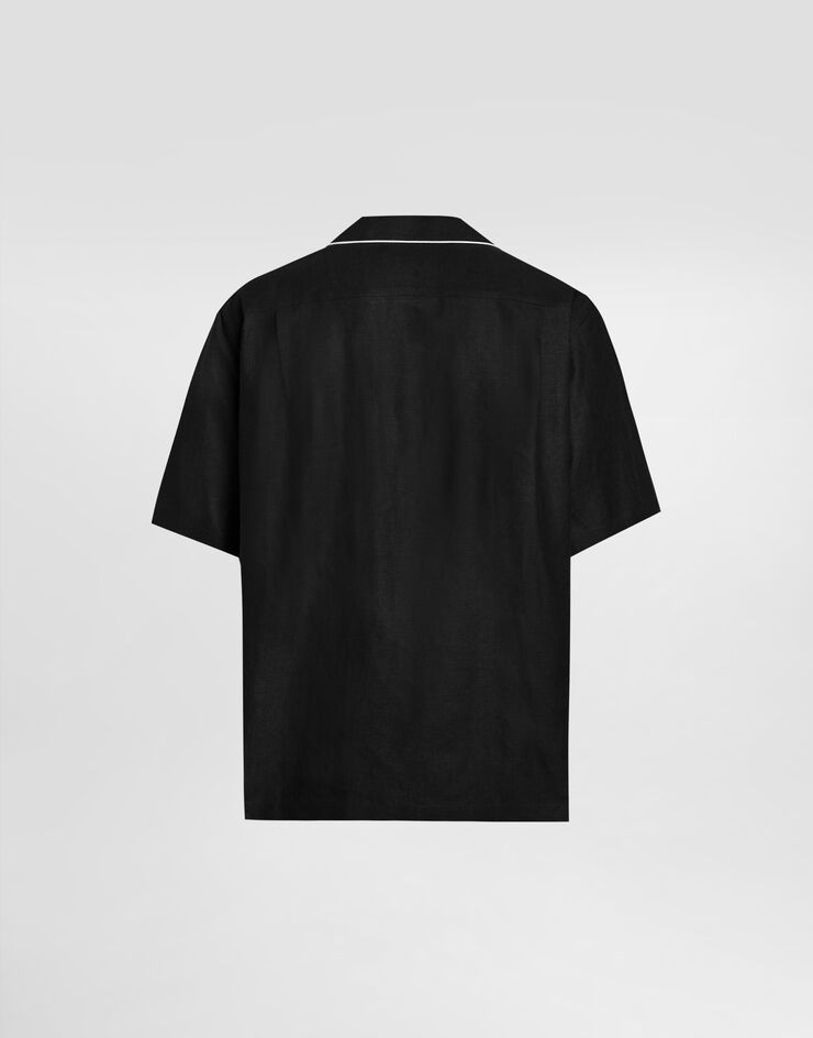 Dolce & Gabbana قميص هاواي من نسيج كتان أسود G5NF5TFU4MC