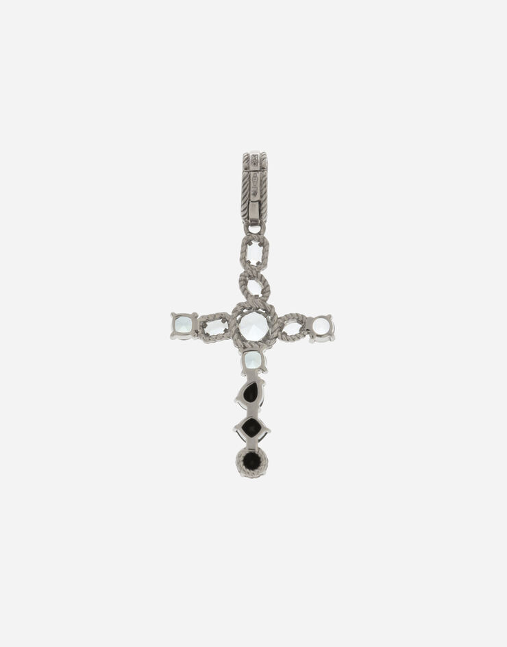 Dolce & Gabbana Anna charm in white gold 18kt with colourless topazes, grey and black spinels White WAQA8GWTSQS