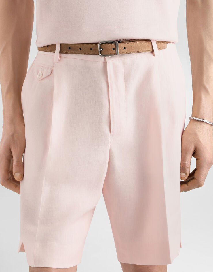 Dolce & Gabbana Linen bermuda shorts Pink GW0MATFU4JB