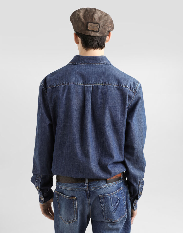 Dolce & Gabbana Camicia in denim con stemma araldico Multicolore G5MO2ZG8MF5