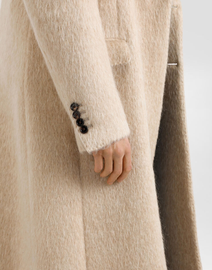 Dolce & Gabbana Long-haired mohair blend double-breasted coat Multicolor G050KTFUZEC