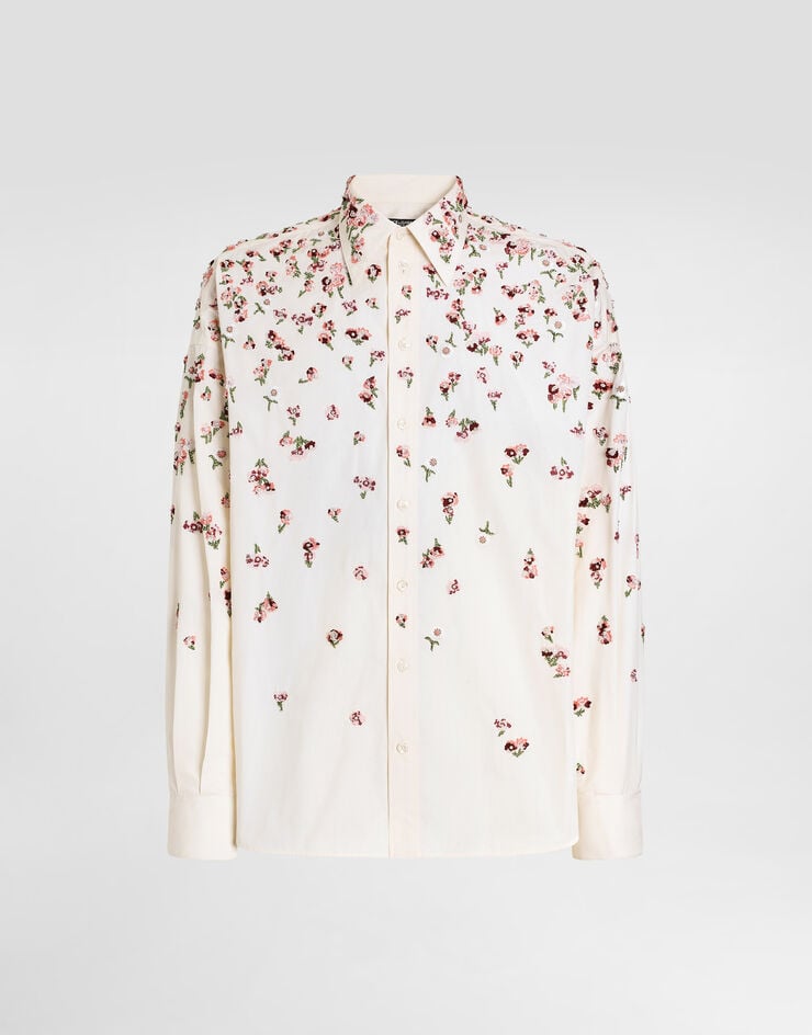 Dolce & Gabbana Cotton shirt with embroidery White G5OF5ZGK238
