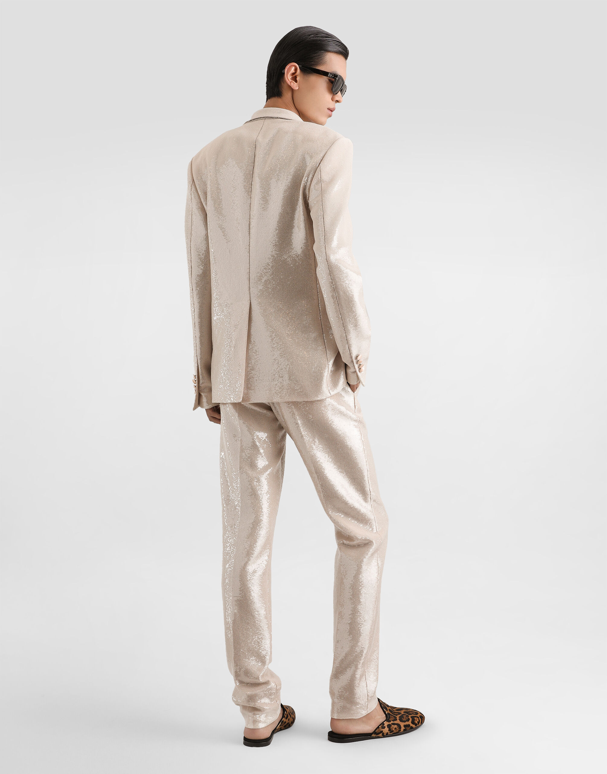 Single-breasted sicilia light jacket with sequins in Beige for Men